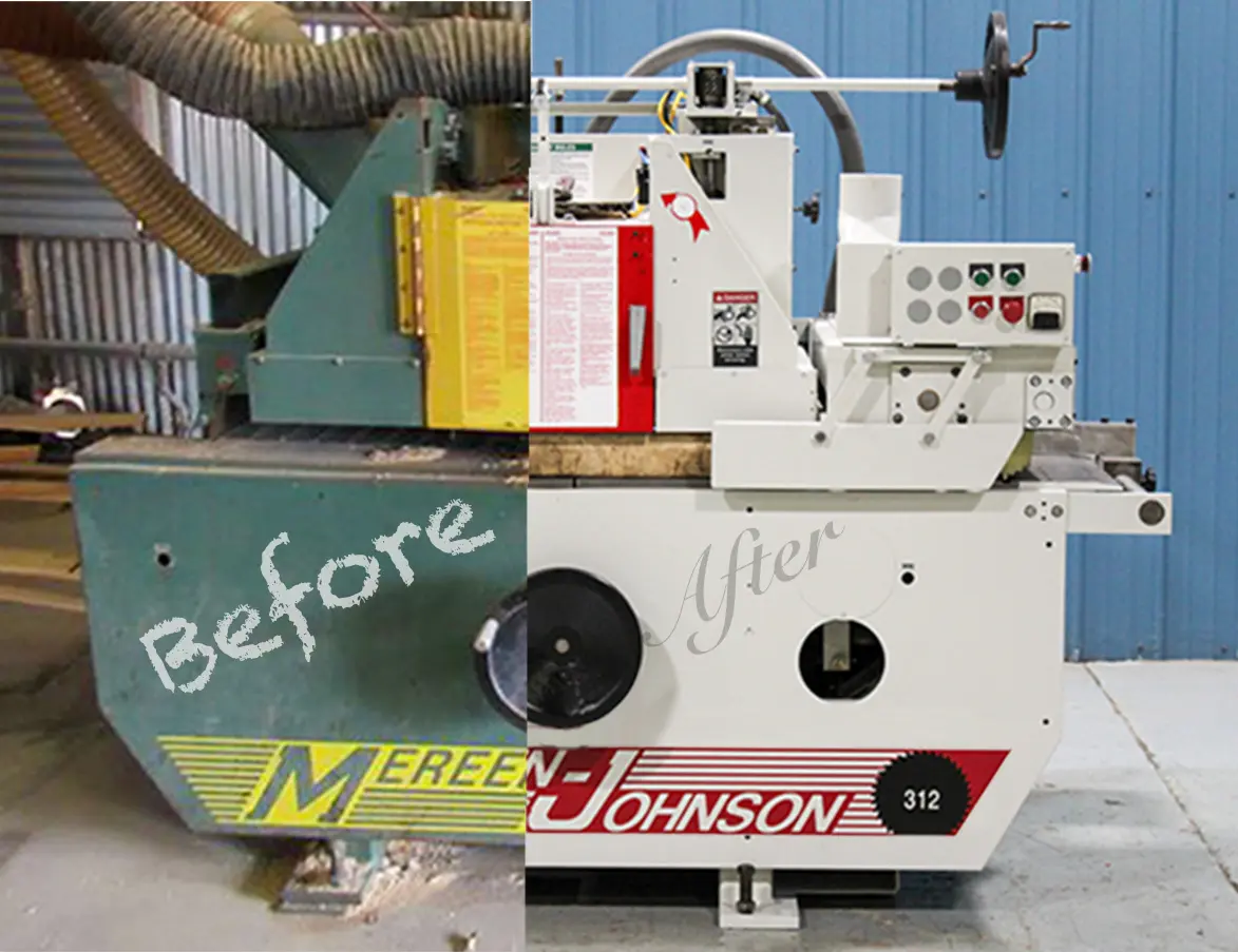 Reconditioning services for woodworking machinery to restore them to factory condition, along with custom machine fabrication and automation solutions by our engineering team.